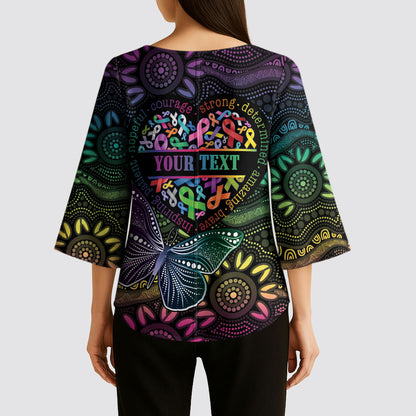 Australia Cancer Survivor Personalised Kimono Sleeve Blouse I’m A Survivor Ribbon Heart
