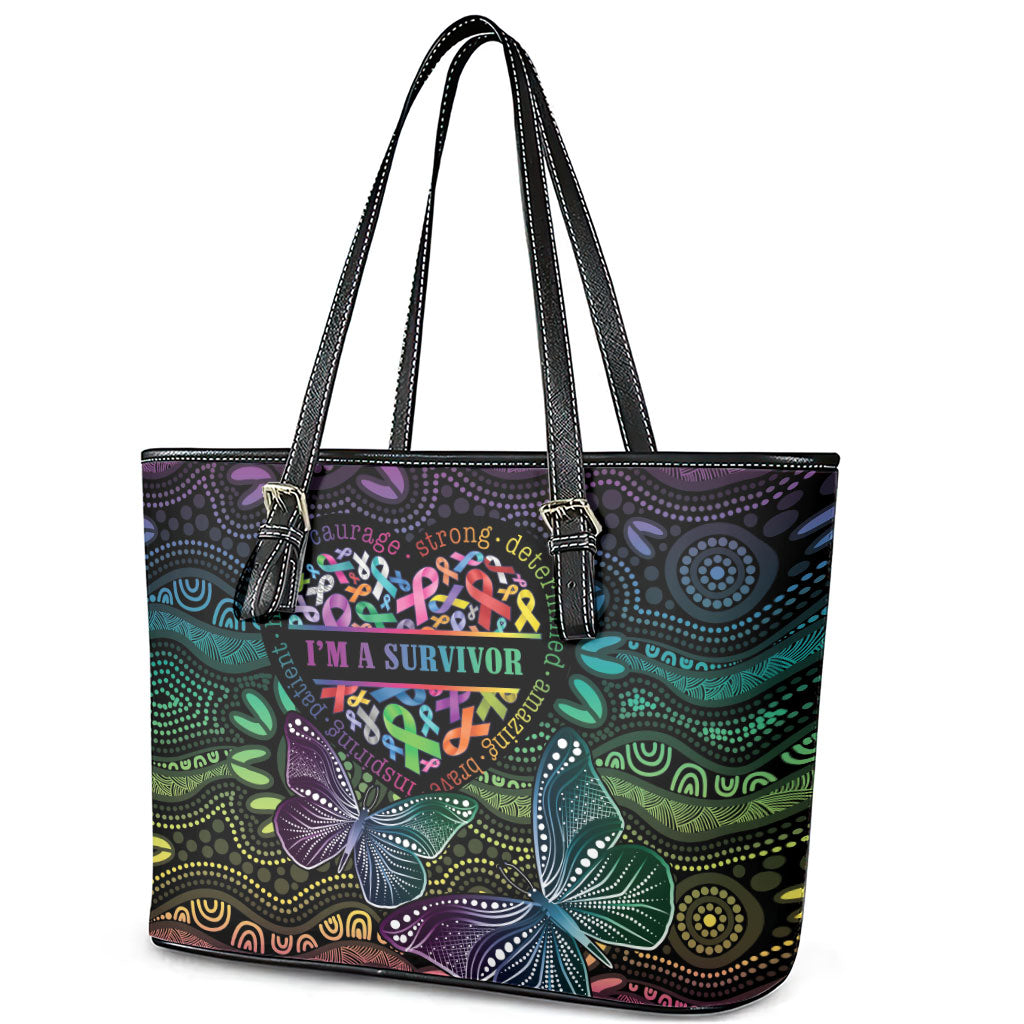 Australia Cancer Survivor Leather Tote Bag I’m A Survivor Ribbon Heart