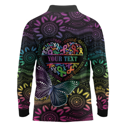 Australia Cancer Survivor Personalised Long Sleeve Polo Shirt I’m A Survivor Ribbon Heart