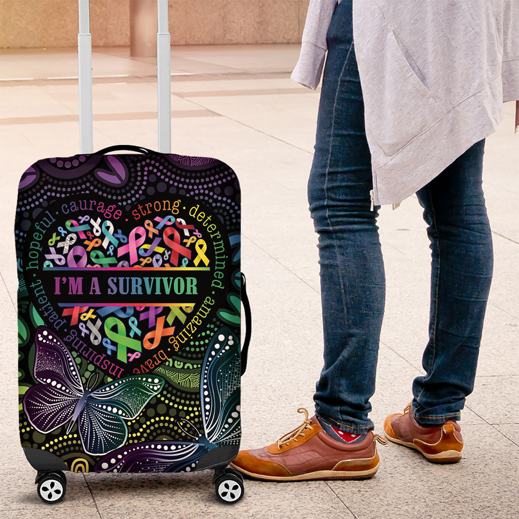 Australia Cancer Survivor Luggage Cover I’m A Survivor Ribbon Heart