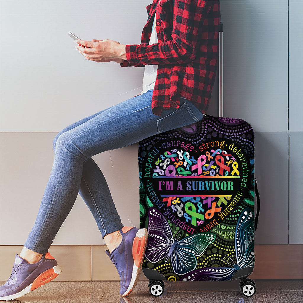Australia Cancer Survivor Luggage Cover I’m A Survivor Ribbon Heart