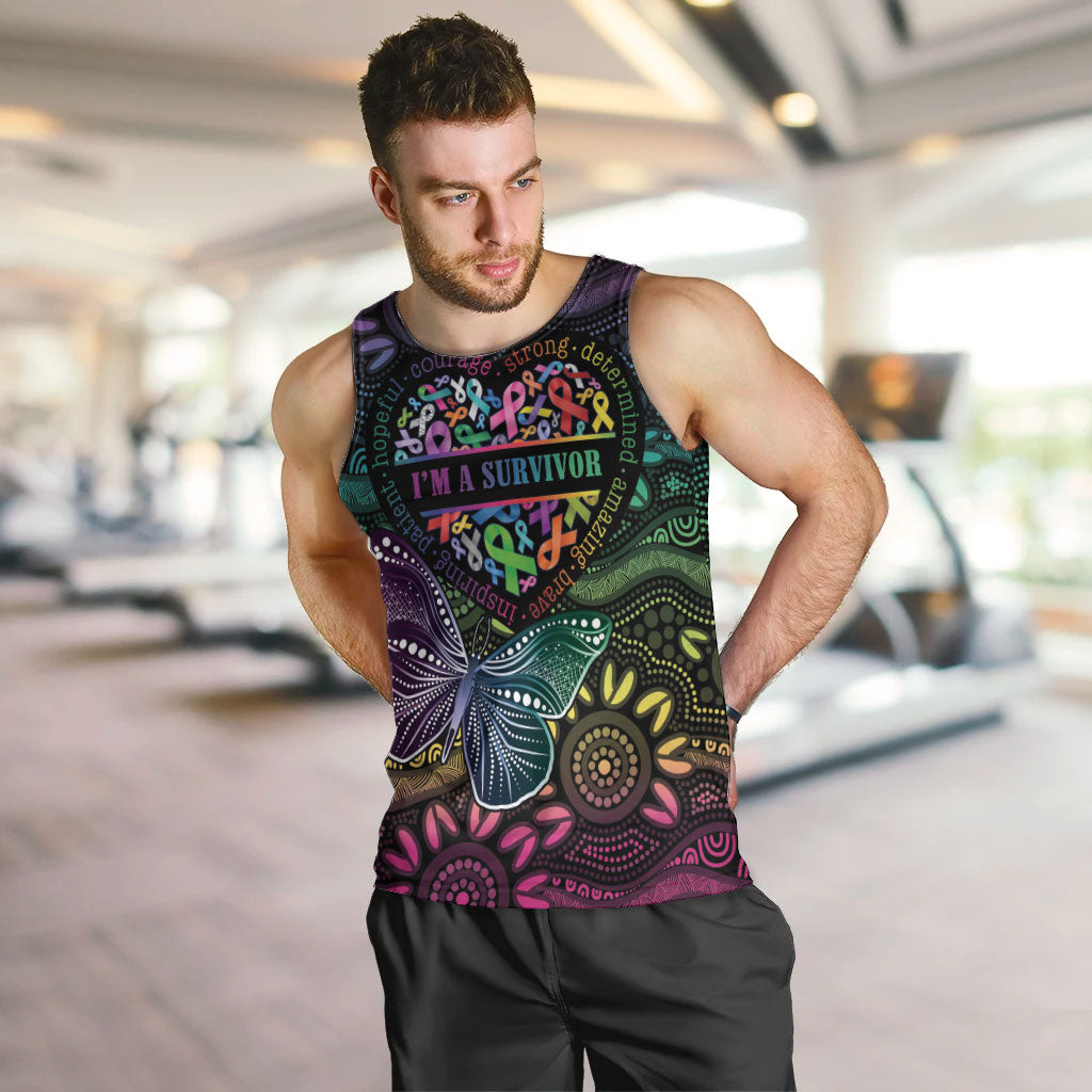 Australia Cancer Survivor Personalised Men Tank Top I’m A Survivor Ribbon Heart