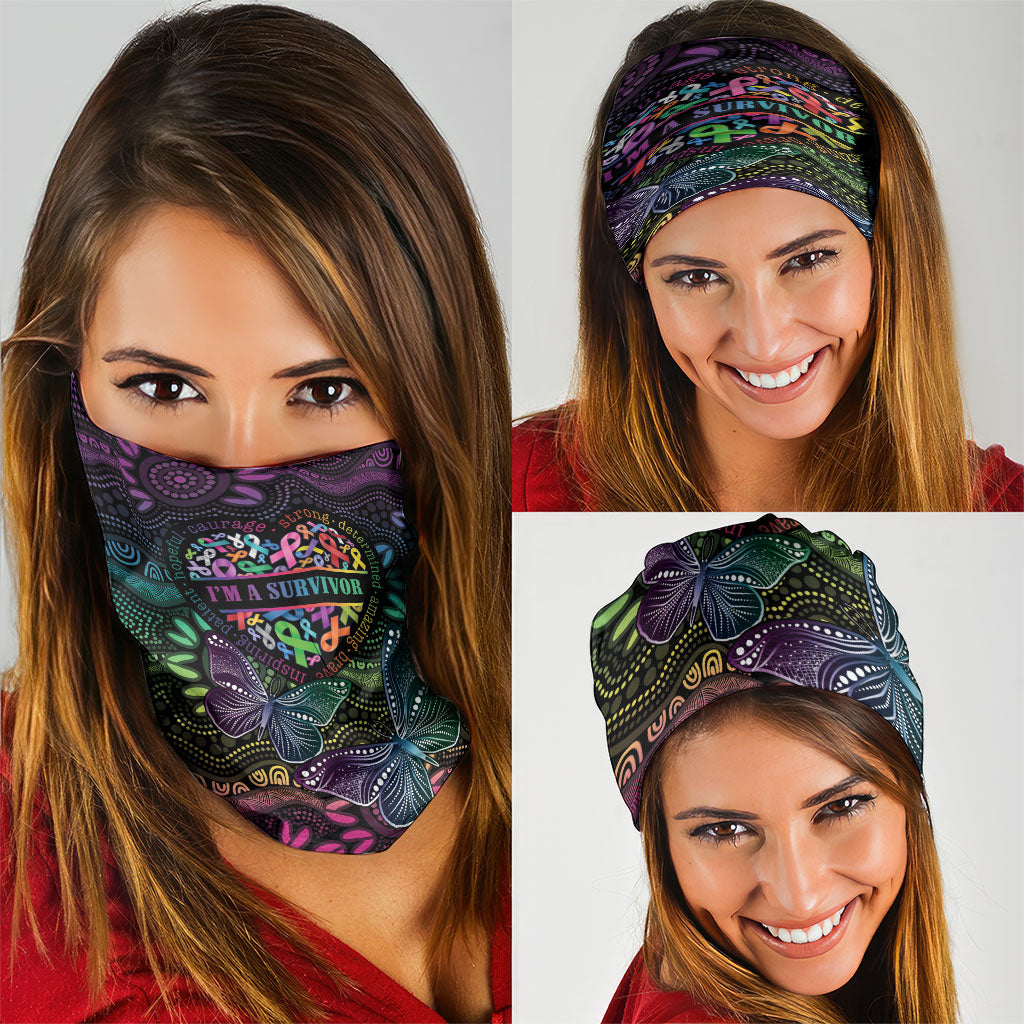 Australia Cancer Survivor Neck Gaiter I’m A Survivor Ribbon Heart