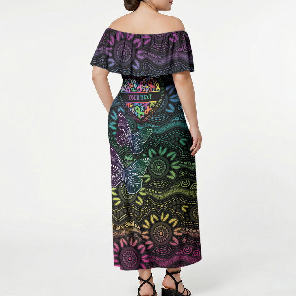 Australia Cancer Survivor Personalised Off Shoulder Maxi Dress I’m A Survivor Ribbon Heart