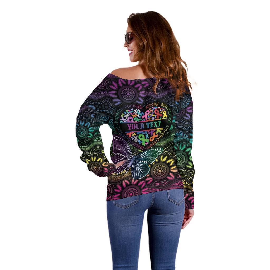 Australia Cancer Survivor Personalised Off Shoulder Sweater I’m A Survivor Ribbon Heart
