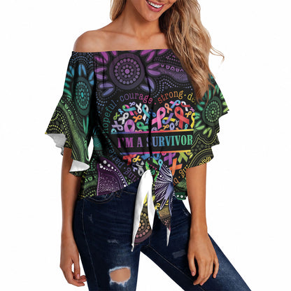 Australia Cancer Survivor Personalised Off Shoulder Wrap Waist Top I’m A Survivor Ribbon Heart