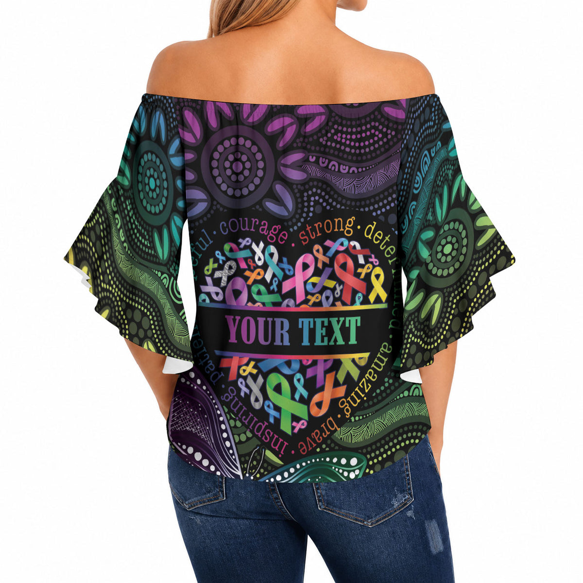 Australia Cancer Survivor Personalised Off Shoulder Wrap Waist Top I’m A Survivor Ribbon Heart