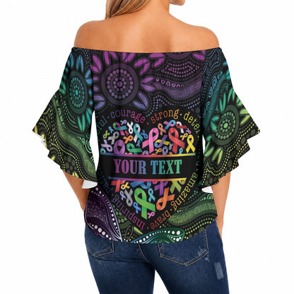 Australia Cancer Survivor Personalised Off Shoulder Wrap Waist Top I’m A Survivor Ribbon Heart