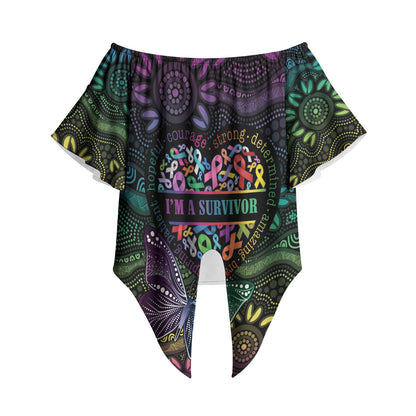 Australia Cancer Survivor Personalised Off Shoulder Wrap Waist Top I’m A Survivor Ribbon Heart