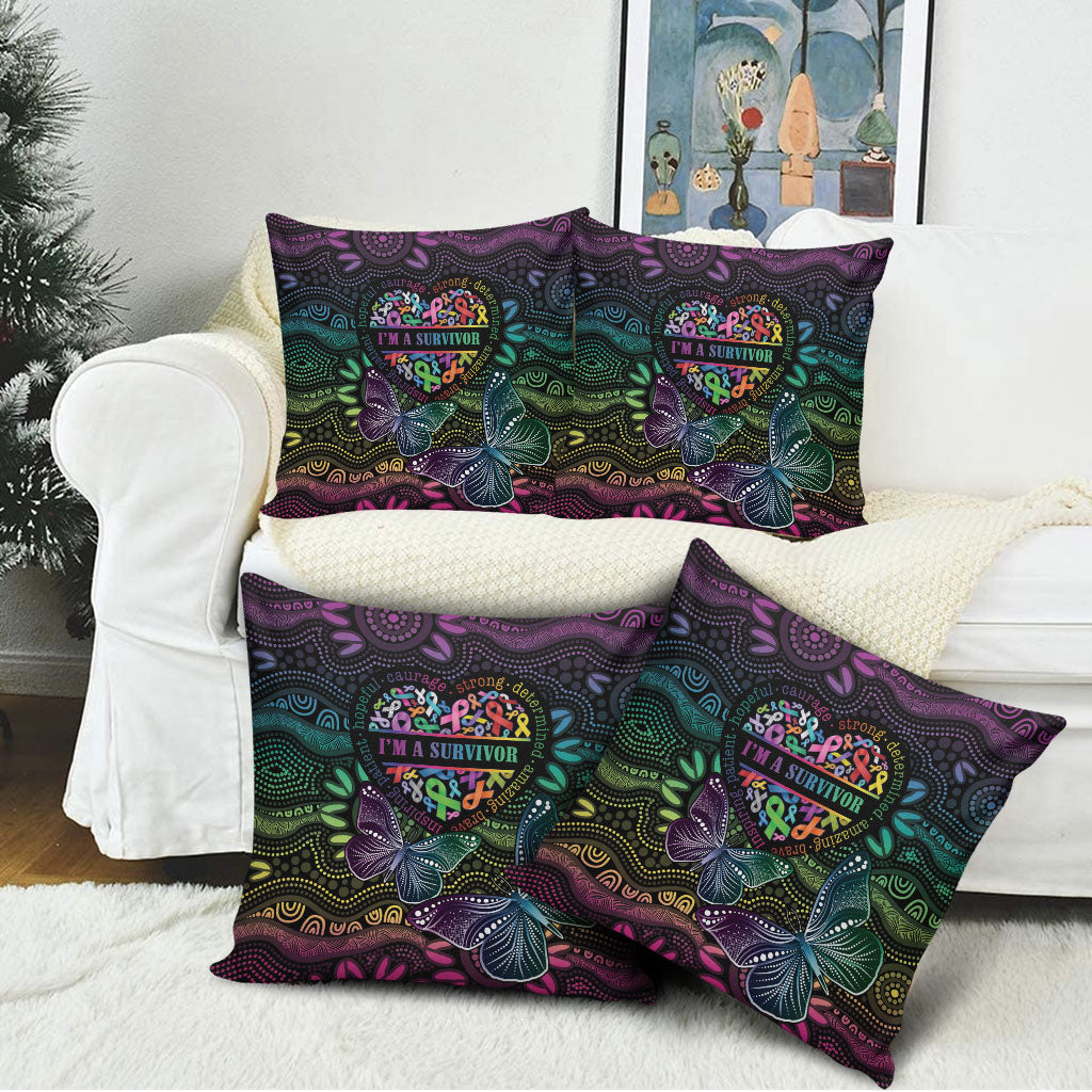 Australia Cancer Survivor Pillow Cover I’m A Survivor Ribbon Heart
