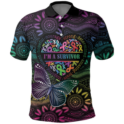 Australia Cancer Survivor Personalised Polo Shirt I’m A Survivor Ribbon Heart