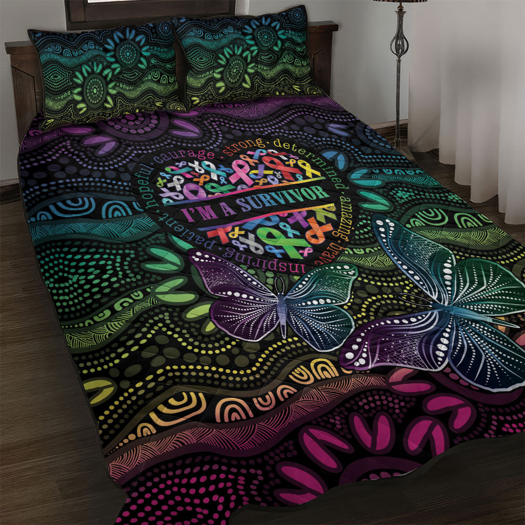 Australia Cancer Survivor Quilt Bed Set I’m A Survivor Ribbon Heart