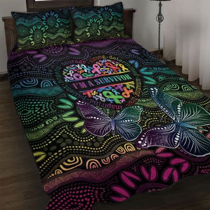 Australia Cancer Survivor Quilt Bed Set I’m A Survivor Ribbon Heart