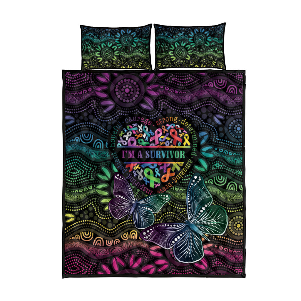 Australia Cancer Survivor Quilt Bed Set I’m A Survivor Ribbon Heart