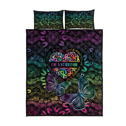 Australia Cancer Survivor Quilt Bed Set I’m A Survivor Ribbon Heart