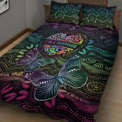 Australia Cancer Survivor Quilt Bed Set I’m A Survivor Ribbon Heart