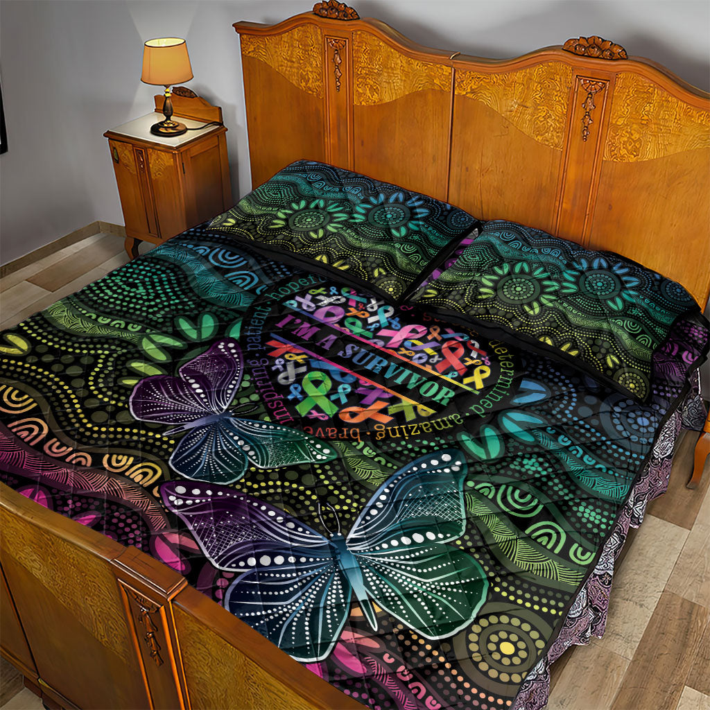 Australia Cancer Survivor Quilt Bed Set I’m A Survivor Ribbon Heart