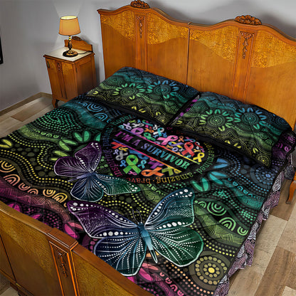 Australia Cancer Survivor Quilt Bed Set I’m A Survivor Ribbon Heart