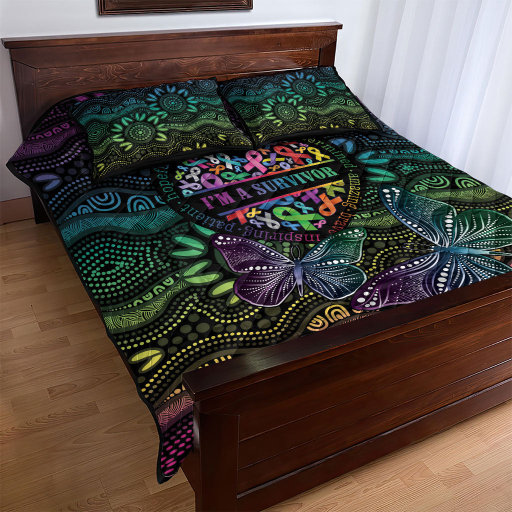 Australia Cancer Survivor Quilt Bed Set I’m A Survivor Ribbon Heart