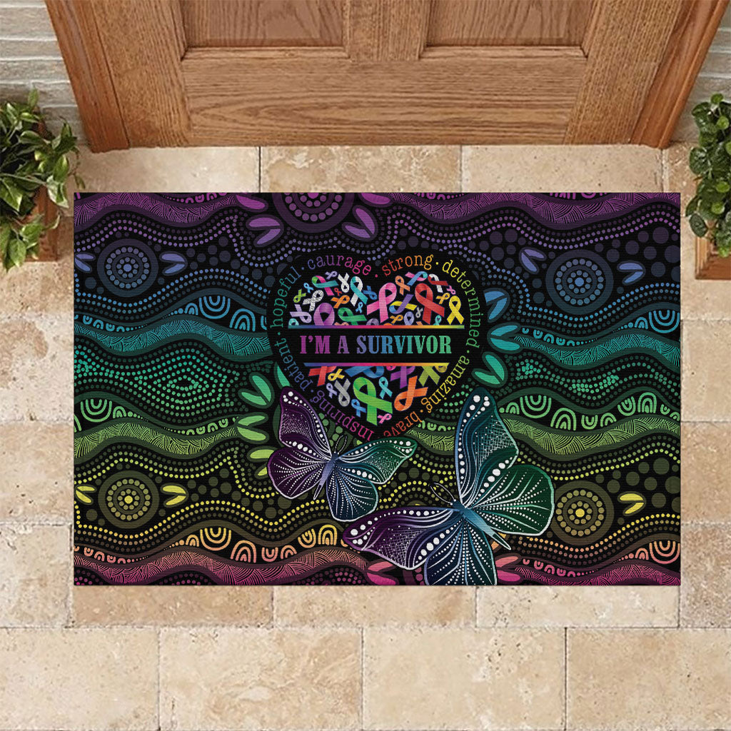 Australia Cancer Survivor Rubber Doormat I’m A Survivor Ribbon Heart