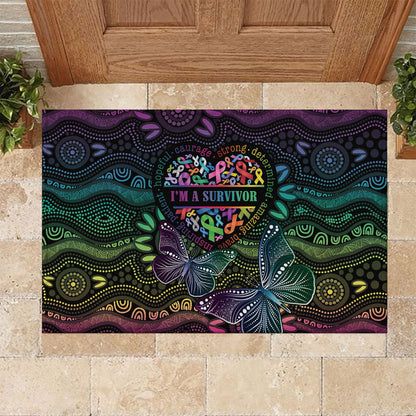 Australia Cancer Survivor Rubber Doormat I’m A Survivor Ribbon Heart