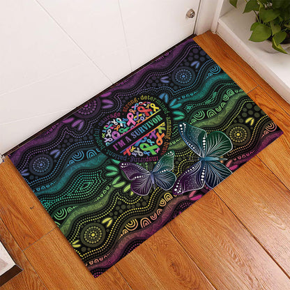 Australia Cancer Survivor Rubber Doormat I’m A Survivor Ribbon Heart