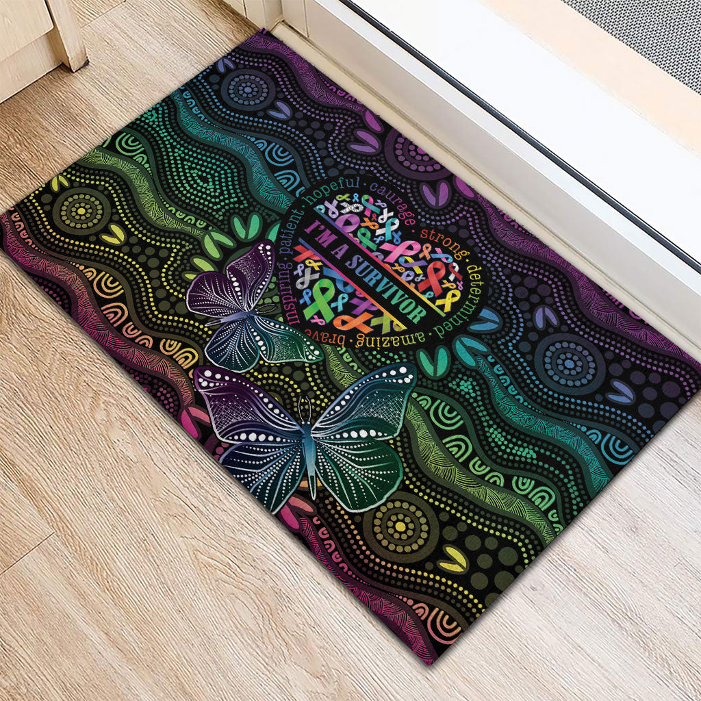 Australia Cancer Survivor Rubber Doormat I’m A Survivor Ribbon Heart
