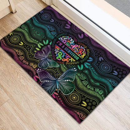 Australia Cancer Survivor Rubber Doormat I’m A Survivor Ribbon Heart