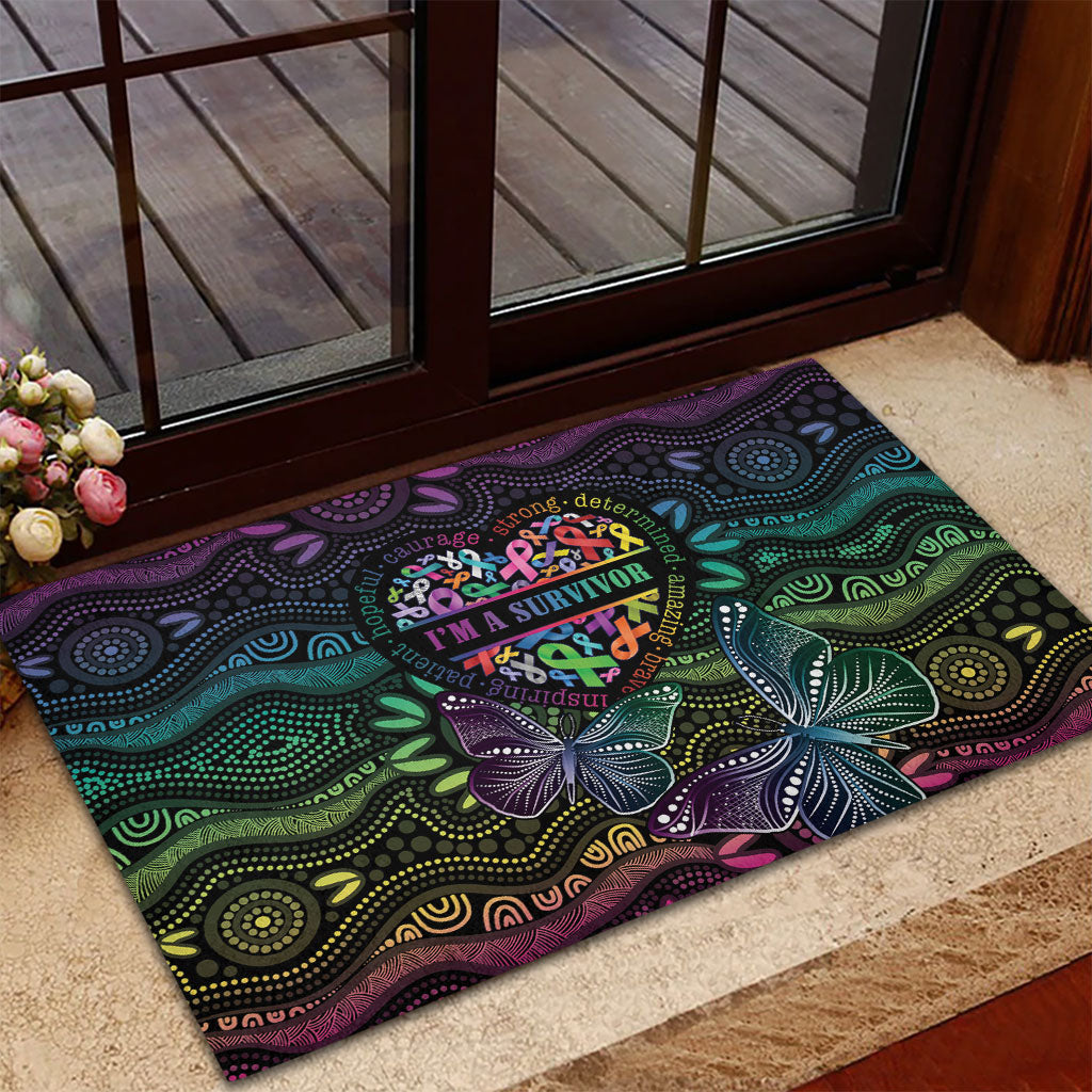 Australia Cancer Survivor Rubber Doormat I’m A Survivor Ribbon Heart