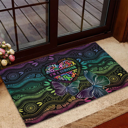 Australia Cancer Survivor Rubber Doormat I’m A Survivor Ribbon Heart