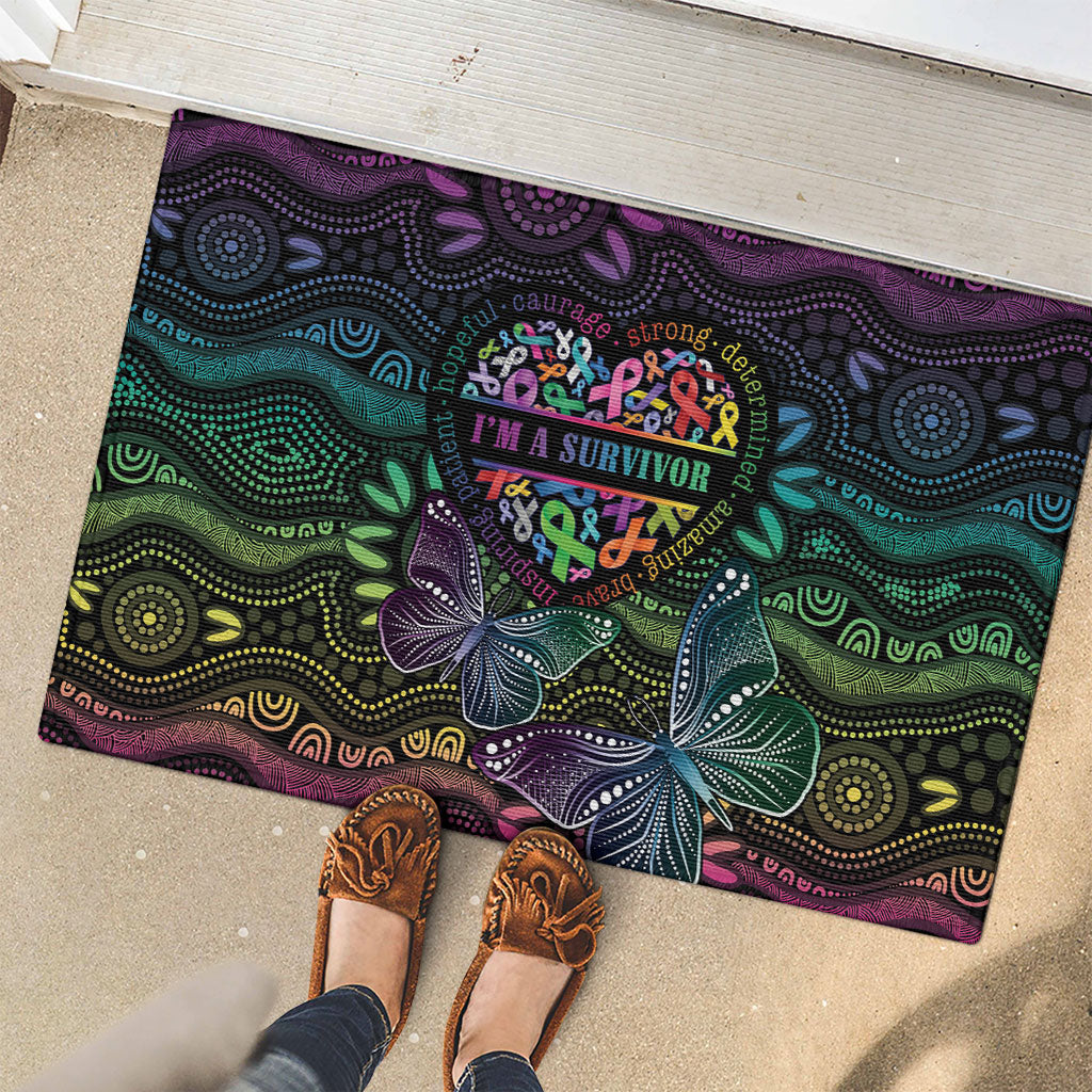 Australia Cancer Survivor Rubber Doormat I’m A Survivor Ribbon Heart