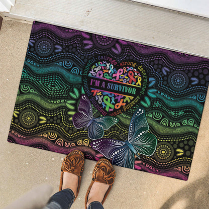 Australia Cancer Survivor Rubber Doormat I’m A Survivor Ribbon Heart