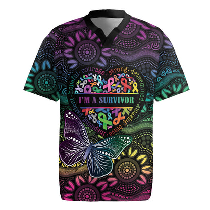 Australia Cancer Survivor Personalised Rugby Jersey I’m A Survivor Ribbon Heart