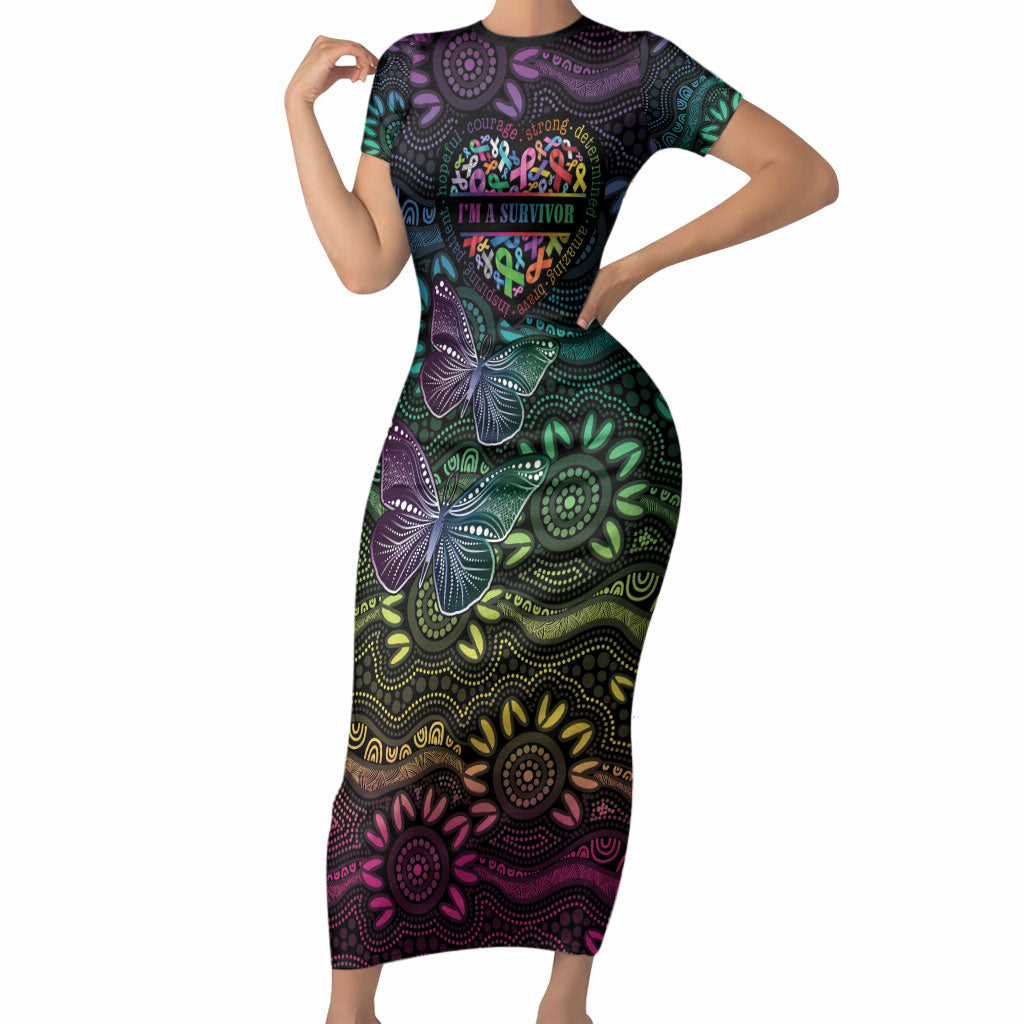 Australia Cancer Survivor Personalised Short Sleeve Bodycon Dress I’m A Survivor Ribbon Heart