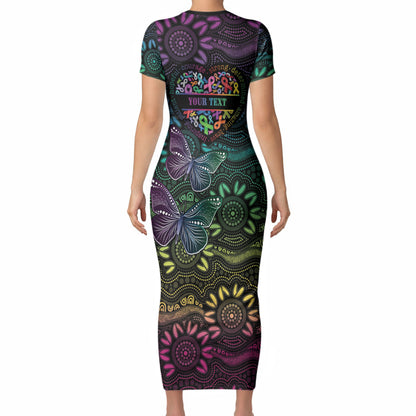 Australia Cancer Survivor Personalised Short Sleeve Bodycon Dress I’m A Survivor Ribbon Heart