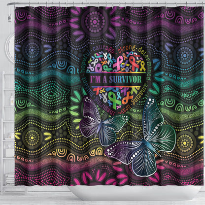 Australia Cancer Survivor Shower Curtain I’m A Survivor Ribbon Heart