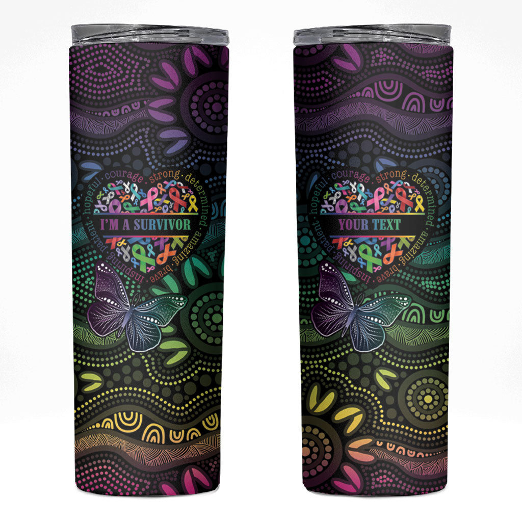 Australia Cancer Survivor Personalised Skinny Tumbler I’m A Survivor Ribbon Heart