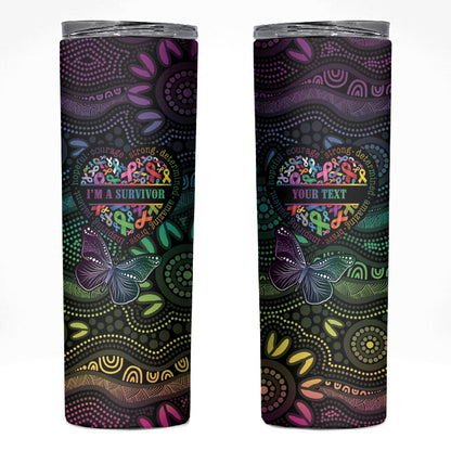 Australia Cancer Survivor Personalised Skinny Tumbler I’m A Survivor Ribbon Heart