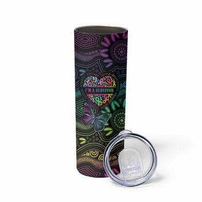Australia Cancer Survivor Personalised Skinny Tumbler I’m A Survivor Ribbon Heart