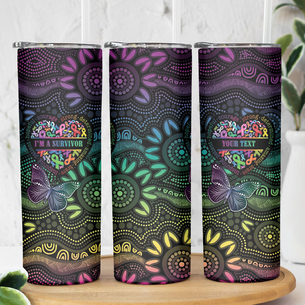 Australia Cancer Survivor Personalised Skinny Tumbler I’m A Survivor Ribbon Heart