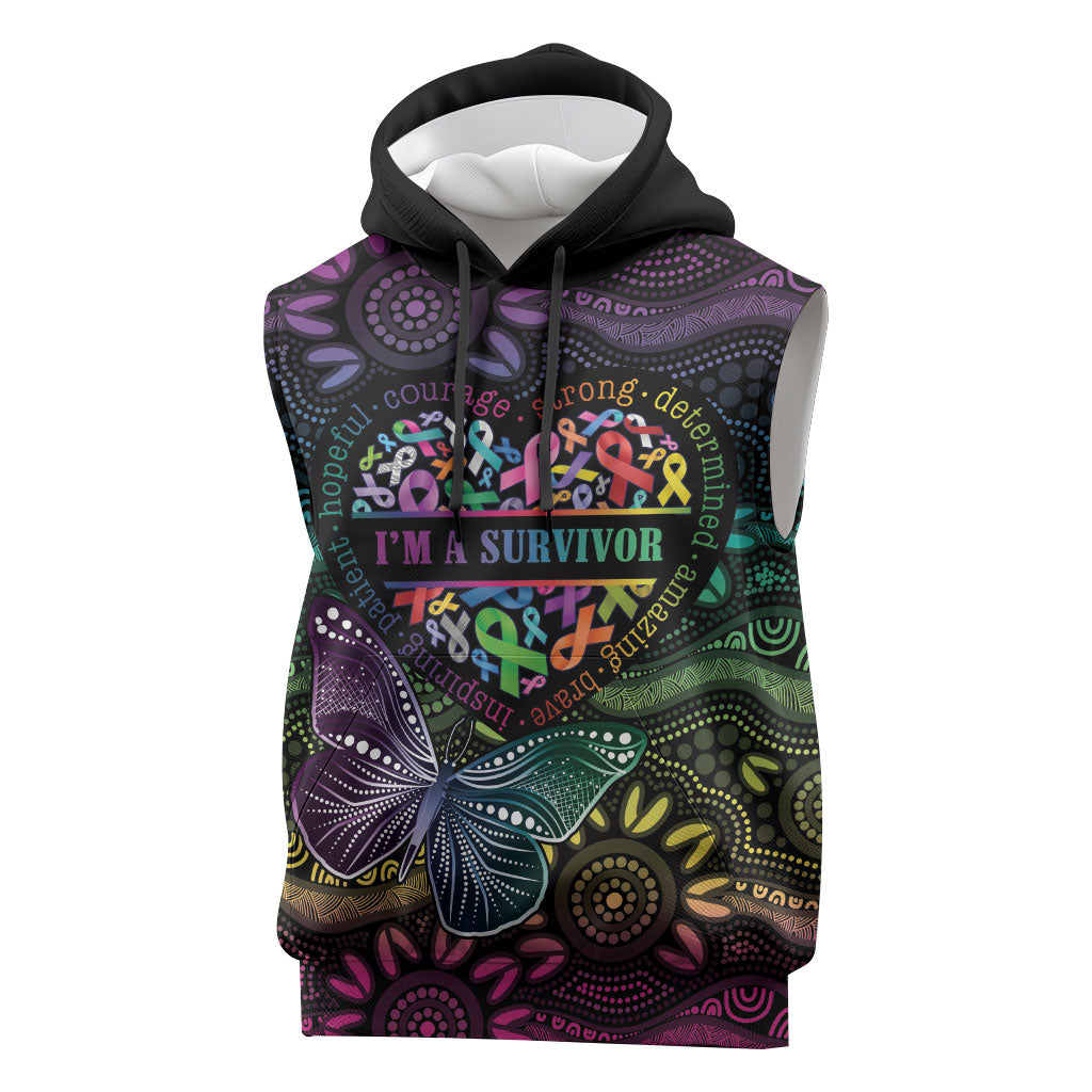 Australia Cancer Survivor Personalised Sleeveless Hoodie I’m A Survivor Ribbon Heart