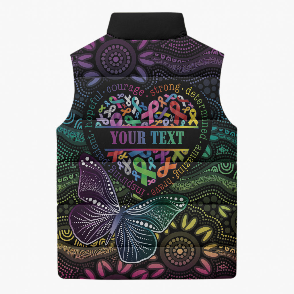 Australia Cancer Survivor Personalised Sleeveless Puffer Jacket I’m A Survivor Ribbon Heart