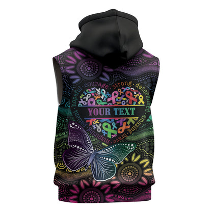Australia Cancer Survivor Personalised Sleeveless Zip Hoodie I’m A Survivor Ribbon Heart