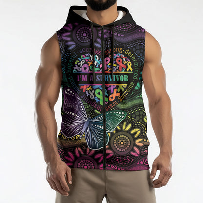 Australia Cancer Survivor Personalised Sleeveless Zip Hoodie I’m A Survivor Ribbon Heart