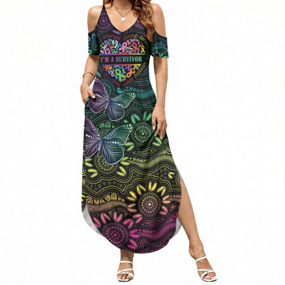 Australia Cancer Survivor Personalised Summer Maxi Dress I’m A Survivor Ribbon Heart