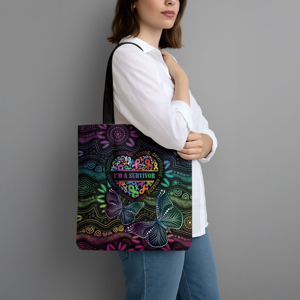 Australia Cancer Survivor Tote Bag I’m A Survivor Ribbon Heart
