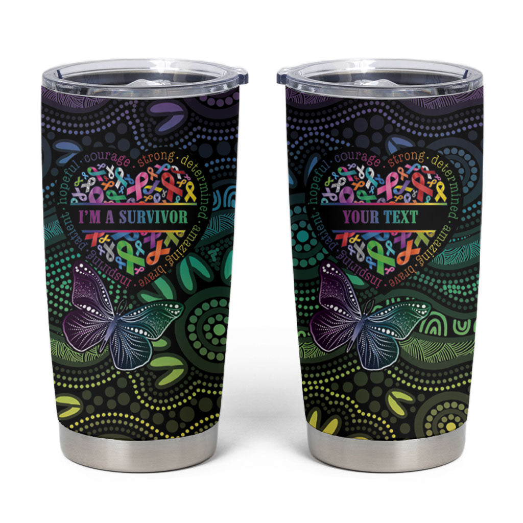 Australia Cancer Survivor Personalised Tumbler Cup I’m A Survivor Ribbon Heart