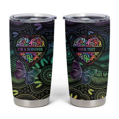 Australia Cancer Survivor Personalised Tumbler Cup I’m A Survivor Ribbon Heart