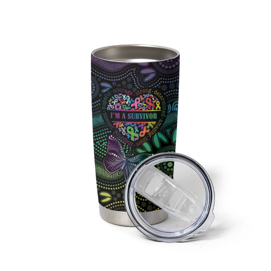 Australia Cancer Survivor Personalised Tumbler Cup I’m A Survivor Ribbon Heart