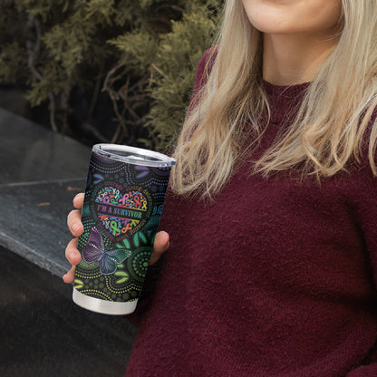 Australia Cancer Survivor Personalised Tumbler Cup I’m A Survivor Ribbon Heart